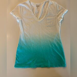 Express ombré white and teal top size small